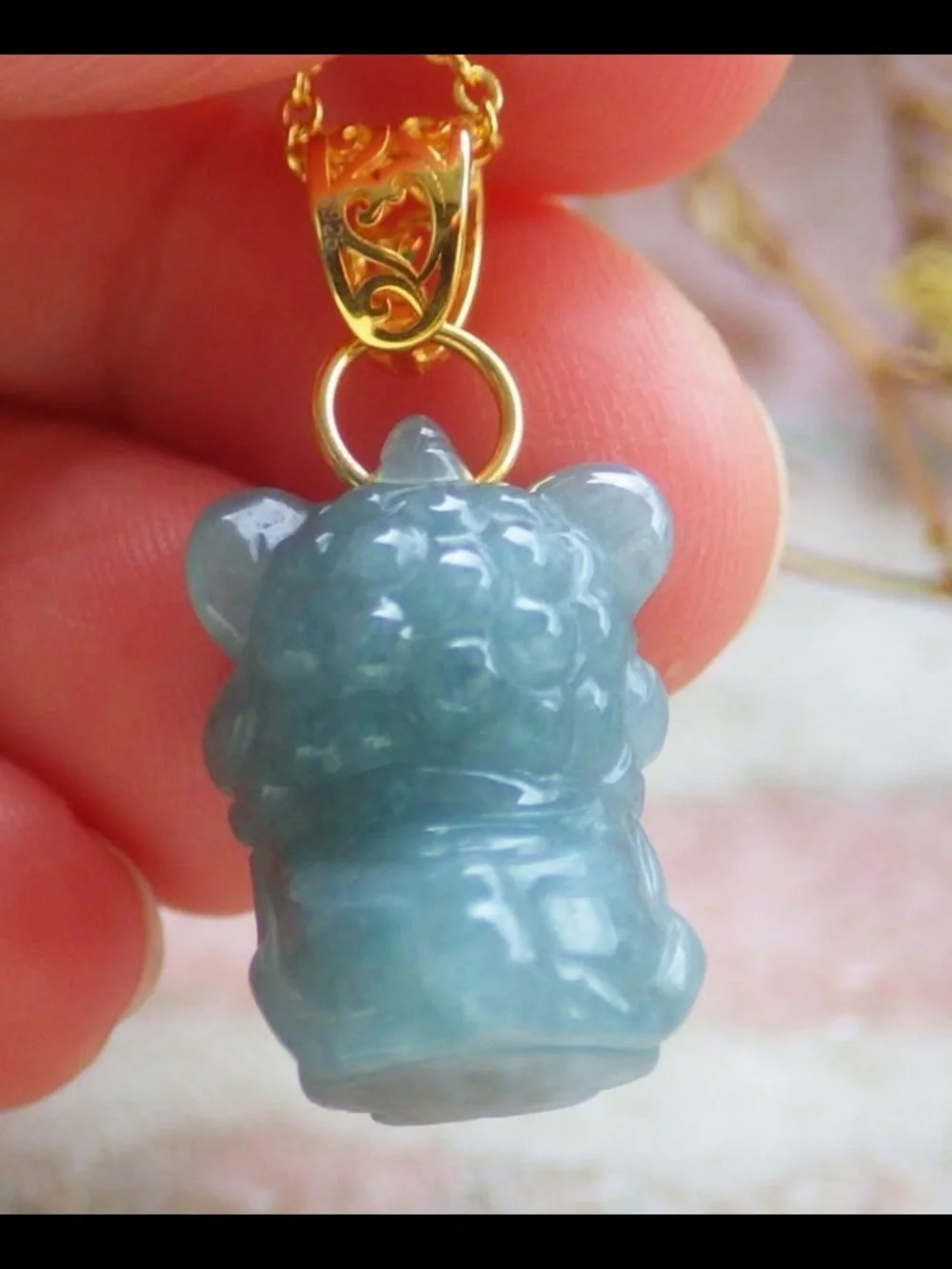Sterling silver 925 jadeite Jade lion dance blue green certificate